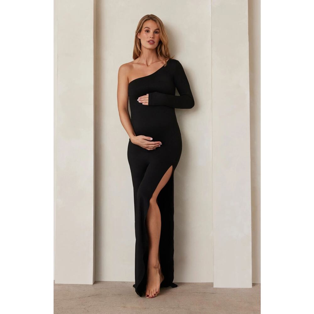 BUMPSUIT BLACK ONE SHOULDER EVENING DRESS